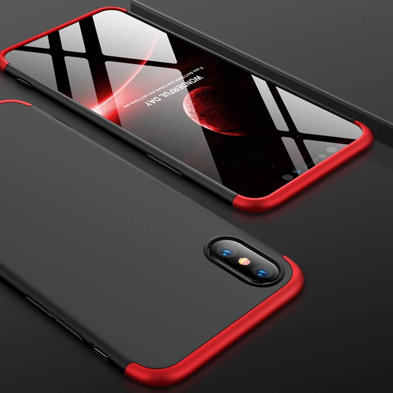 GKK 360 градусов Полная защита чехол для Apple iPhone X XS противоударный жесткий 5 SE 5S 6 6s 7 8