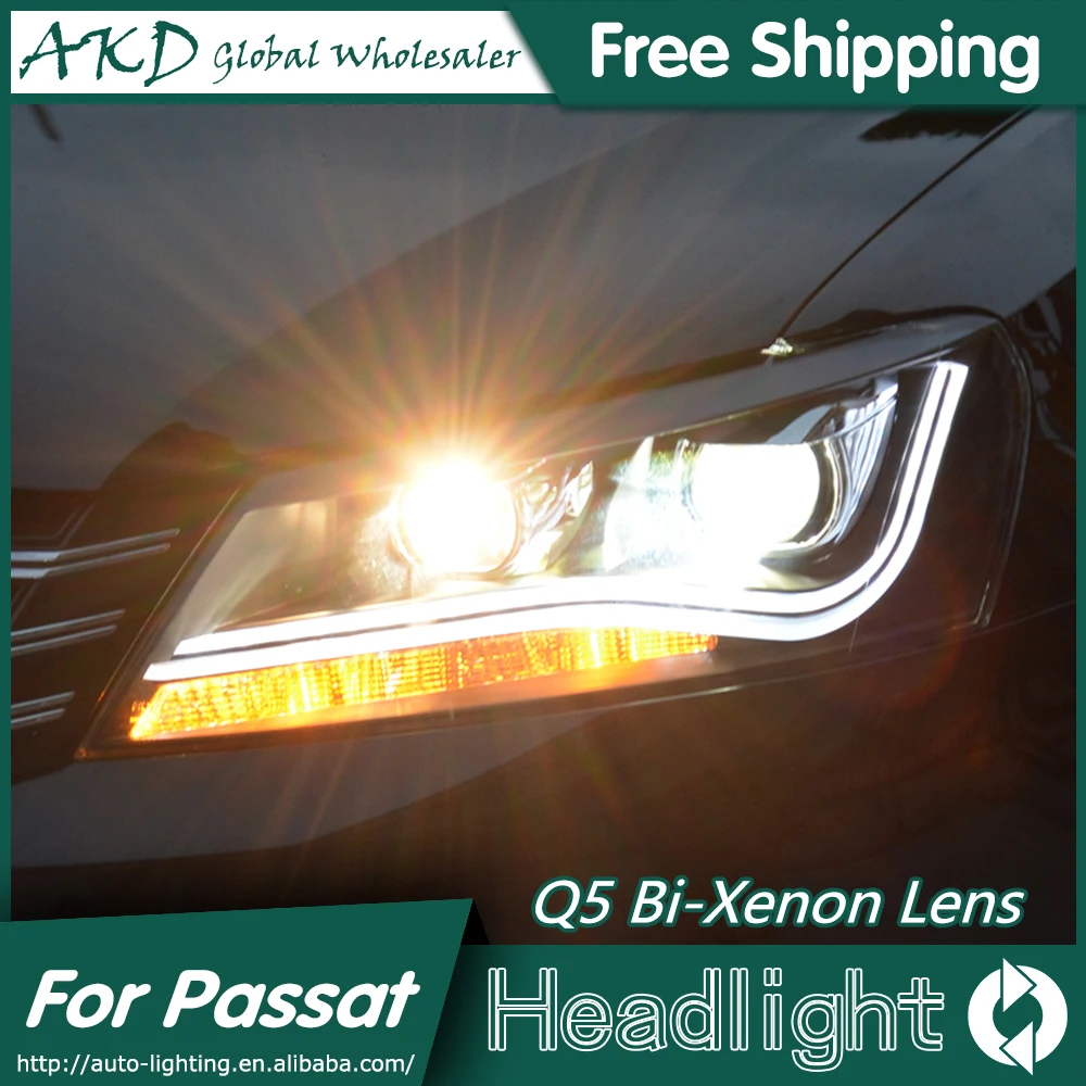 AKD автомобильный Стайлинг для VW Passat B7 фары 2012- Passat CC светодиодный фары DRL Биксеноновые линзы Высокий Низкий луч парковка противотуманная фара