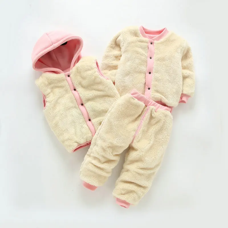 Children clothing sets baby boy &amp girls winter fashion cartoon mickey thicking Plus velvet hooded warm 3 pcs casual sport | Детская