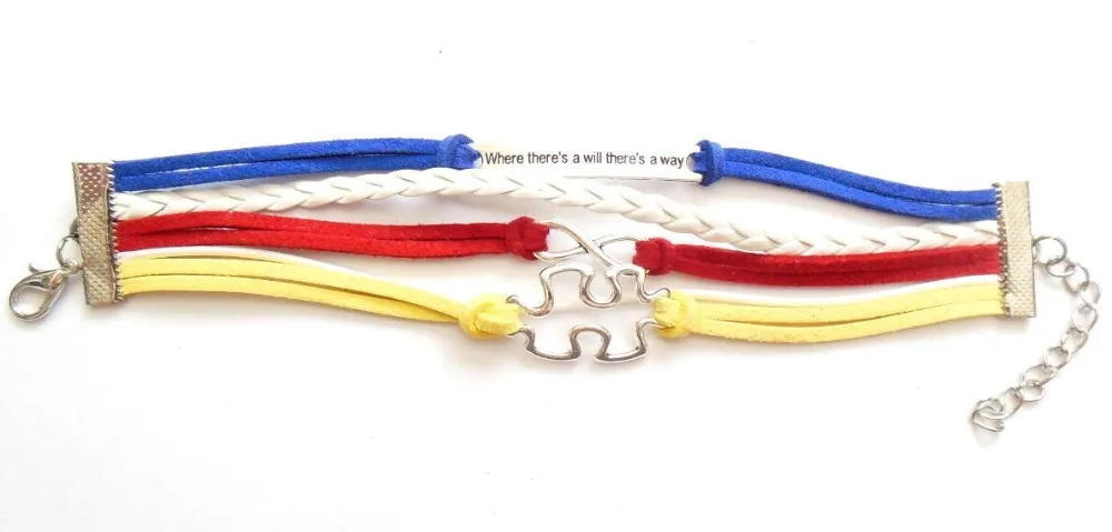 Кожаный браслет JINSE для осведомленности об аутизме пазл-головоломка