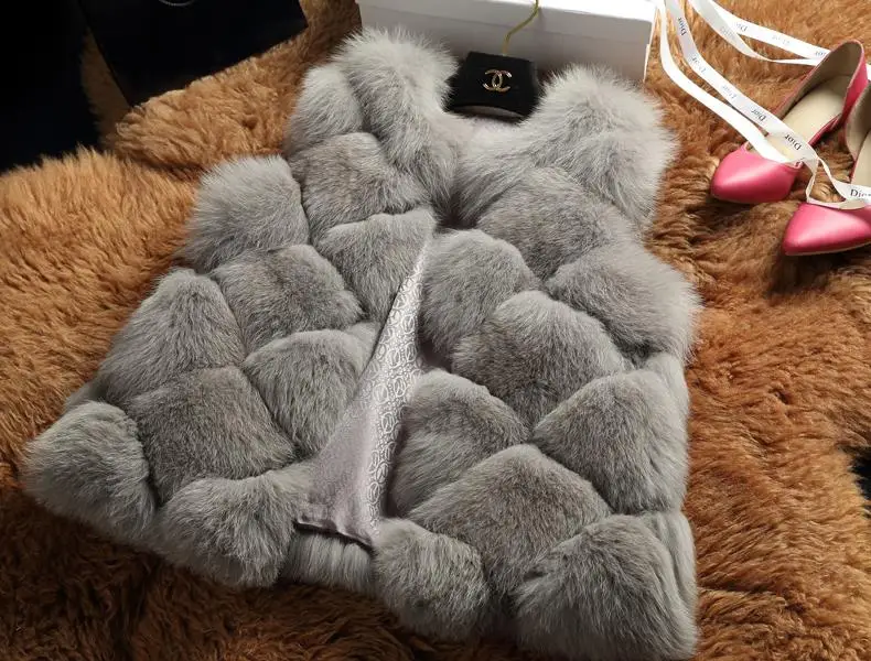 6XL 2018 зимнее пальто для женщин импортный цельный жилет из лисьего меха