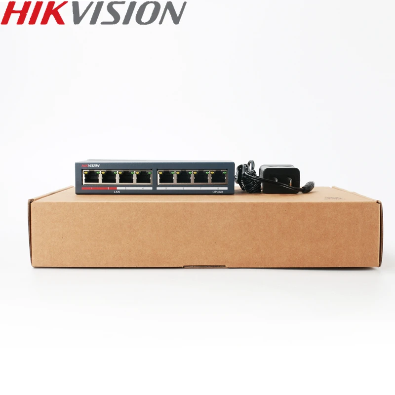 Hikvision DS-3E0108-E Неуправляемый коммутатор без PoE 8 портов 10/100 Мбит/с адаптивный металлический материал для 8-канальный NVR и ip-камер видеонаблюдения
