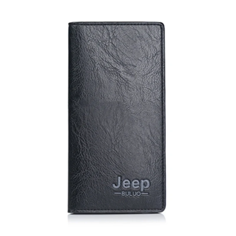 Black Мужское кожаное портмоне jeep buluo, брендовый кошелек цвета хаки с отделением для карт, длинный бумажник с отделением для монет, деловая сумка-клатч, модель 8068, все сезоны - Цвет: Black