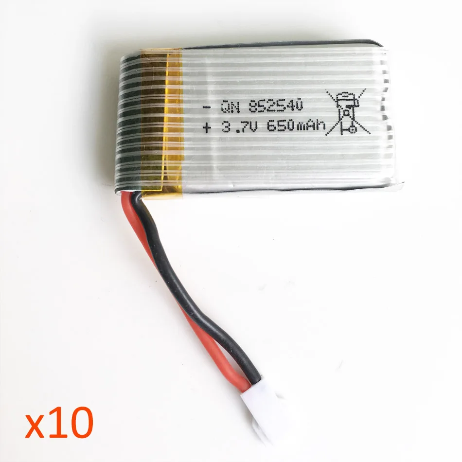 

10 pcs 3.7V 25C 650mAh Lipo lithium polymer rechargeable Battery For Syma X5C X5 RC Quadcopter Helicopters RC Drone Parts 852540