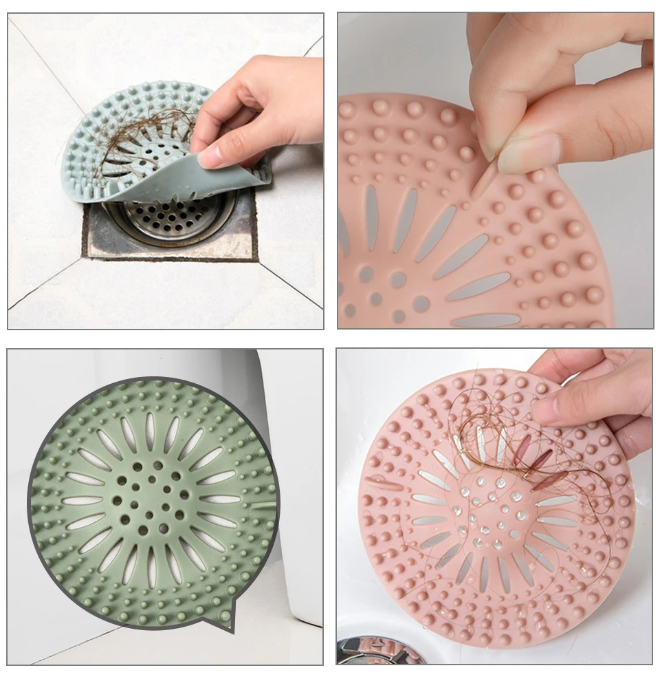 SJ SJ Silicone Sink Strainer Collect Drain Sewer Hair Filter Bath Stopper Floor Kitchen Accesories Gadgets Colanders Strainers