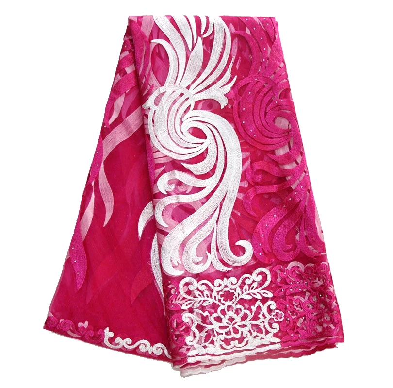 2016 Вышитые Африканский Белый кружевной Ткани Высокого Качества Для Нигерийского