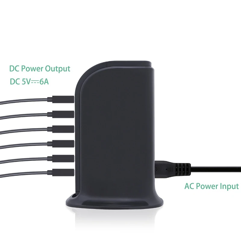 Док-станция для зарядки с USB и подставкой 5 портов 2.4A многофункциональное