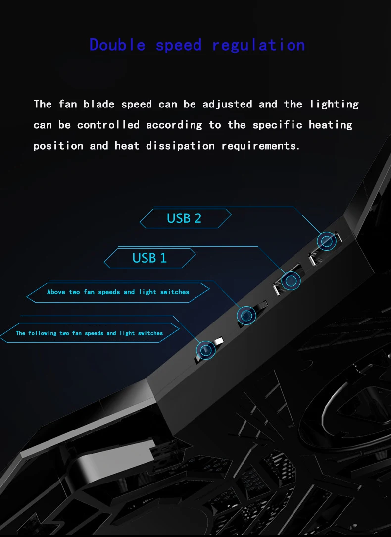 COOLCOLD дополнительный usb-вентилятор для ноутбука 1" 14" 1" 15,6" 1" с 4 вентиляторами 2 usb-порта скользящая подставка вентилятор охлаждения ноутбука с подсветкой