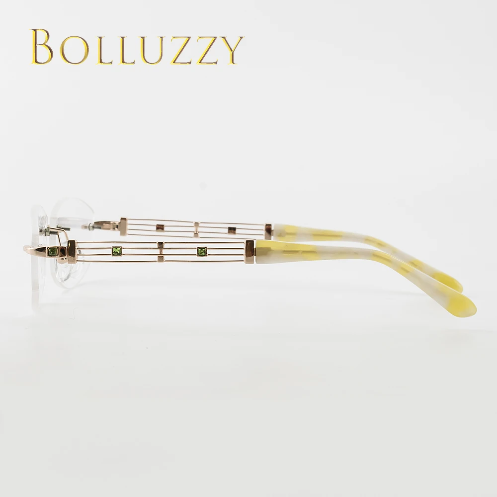 Женская оправа для очков с бриллиантами Золотистая стразы цветами | Аксессуары