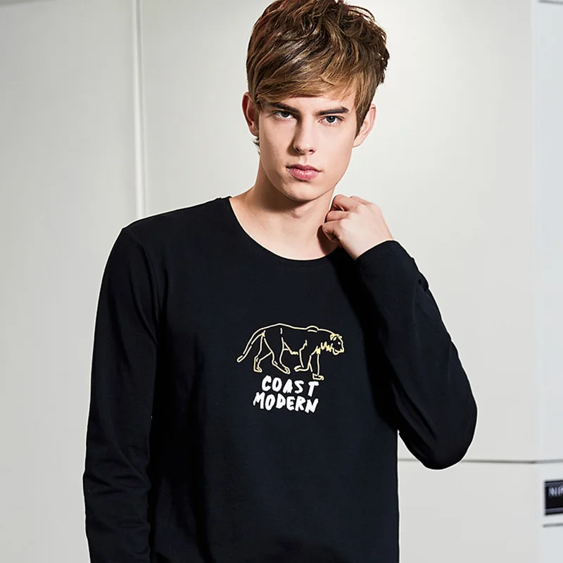 Пионерский лагерь Футболка мужская весна длинный рукав круглый вырез брендовая