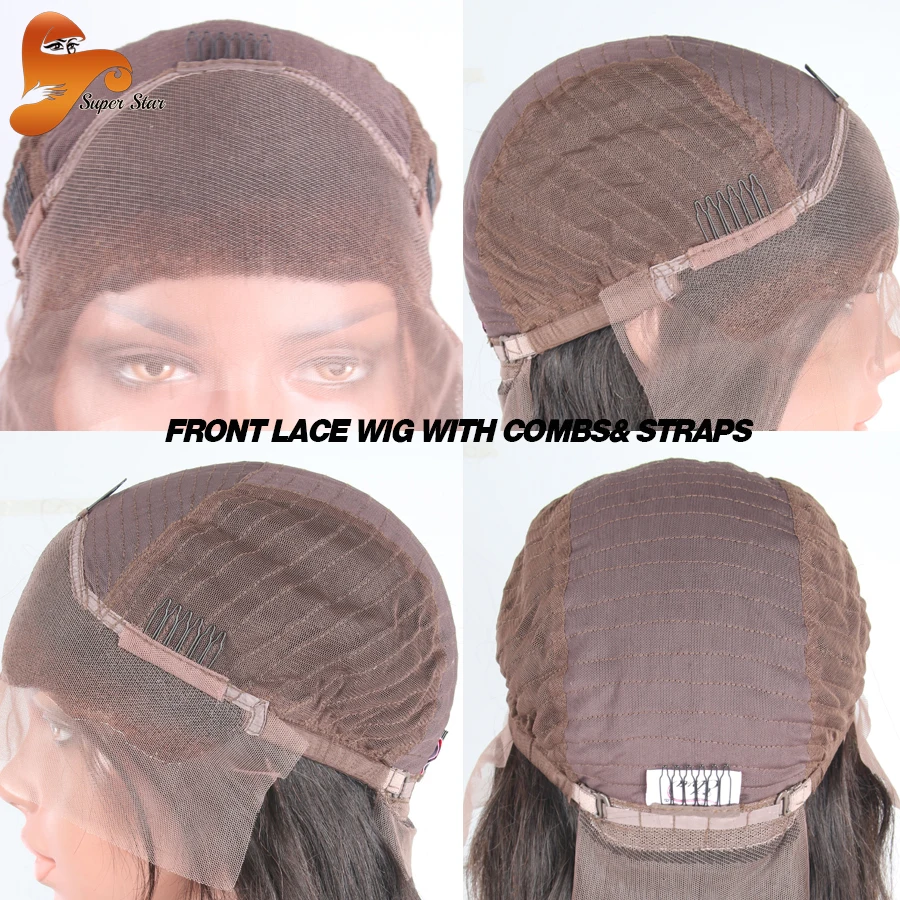 Лучший Kinky Прямая U Часть Человеческих Волос Парики Девы кружева Перед Чернокожих