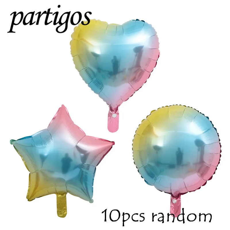 10pcs mixed 10 шт. 18 дюймов градиентный цветной шар Звезда Сердце Круглый с днем рождения буквенный шар День Рождения Вечеринка Свадьба Декор гелий Глобал - Цвет: 10pcs mixed