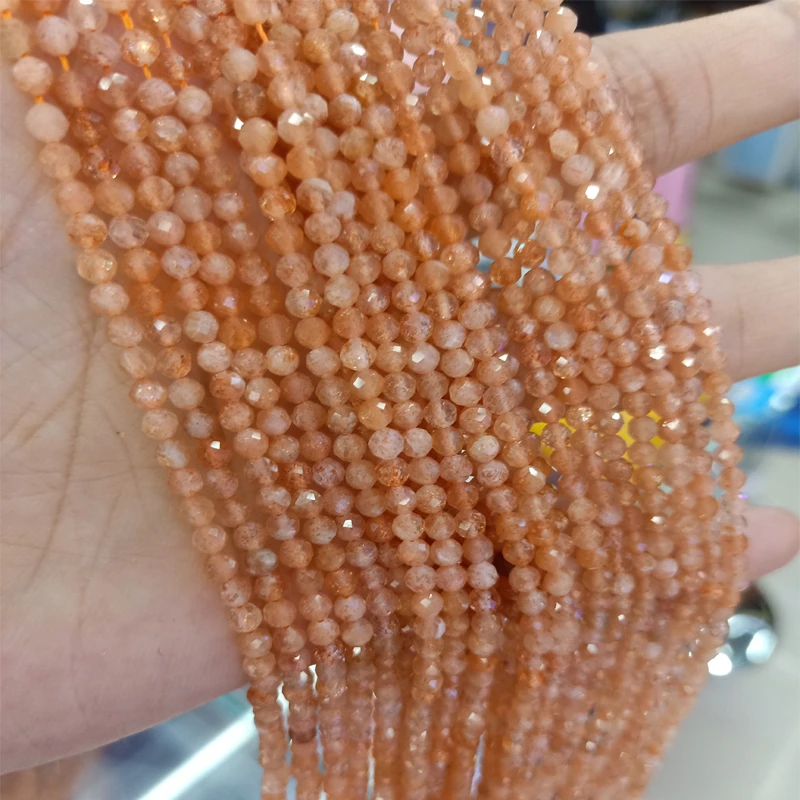 

2mm 3mm Faceted Natural Golden Strawberry Stone Beads For Jewelry Making Round Loose Gem Stone Beads DIY Bracelet Strand 15''