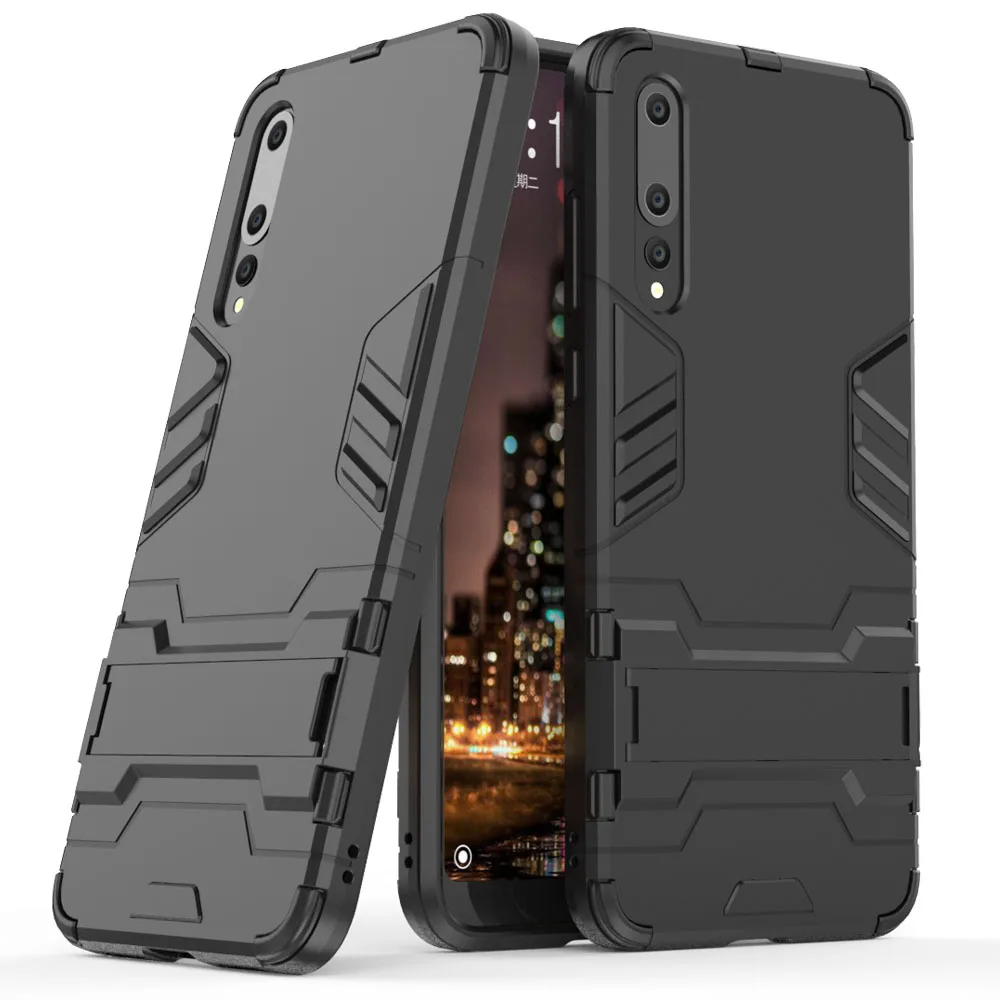 Dual Layer Tank Hybrid Armor Case For Huawei P20 Pro With Kickstand Anti Scratch Impact Protective Back Cover |