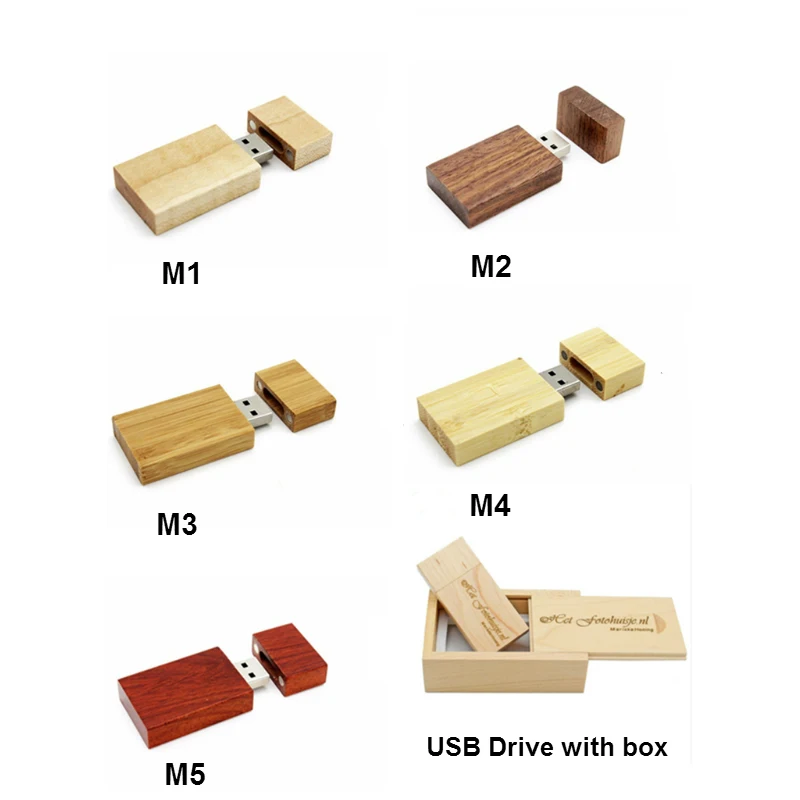 Логотип на заказ Деревянный USB + коробка usb флэш-накопитель карта памяти Pendrive 1G 2G 4G