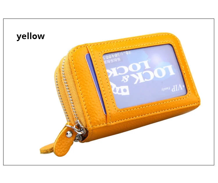 yellow Женские кошельки, натуральная кожа, двойная молния, кошелек для карт, маленький кошелек, Женский кошелек-визитница, Feminina, держатель для карт, Pasjeshouder - Цвет: yellow