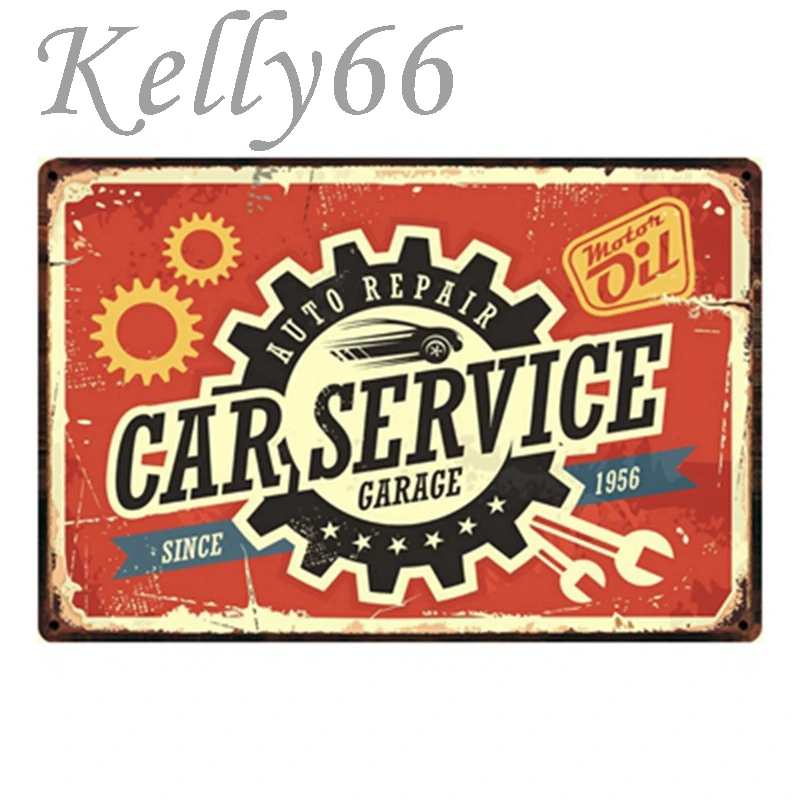 

[ Kelly66 ] CAR SERVICE Vintage Metal Sign Tin Poster Home Decor Bar Wall Art Painting 20*30 CM Size y-1253