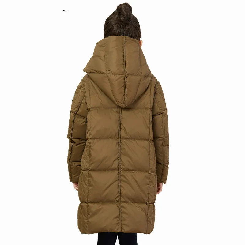 Новинка 2019 зимняя куртка на белом утином пуху для девочек толстая длинная