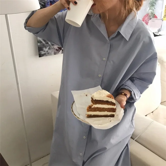 Женский кардиган с отложным воротником Повседневная Свободная рубашка длинным