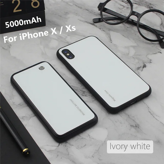 White For X XS KQJYS портативный блок питания 5000 мАч для iPhone XR блок питания беспроводное магнитное зарядное устройство для iPhone X Xs Max - Цвет: White For X XS