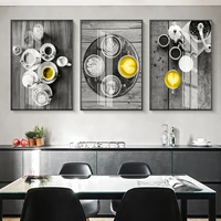 modern coffee street black and white yellow canvas painting posters and prints decor wall art pictures for living room bedroom