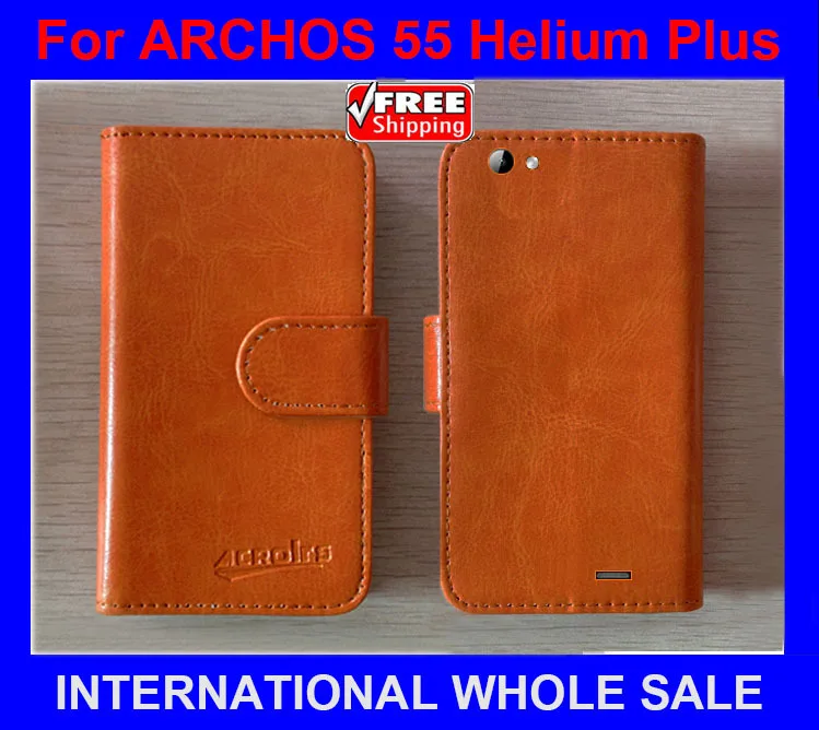 55 Helium Plus 4G Case New 2015 items Factory Price Flip Leather Case Exclusive Cover For ARCHOS 55 Helium Plus 4G Case tracking