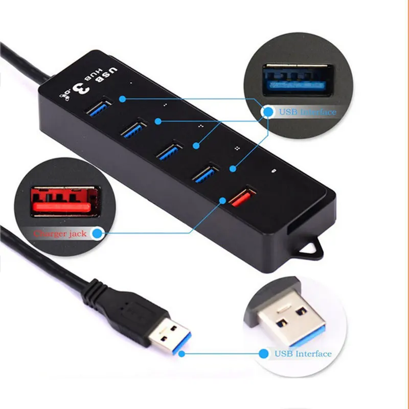 Usb концентратор usb разветвитель Leadzoe с 1 зарядным портом и 4 портами USB 3 0 5