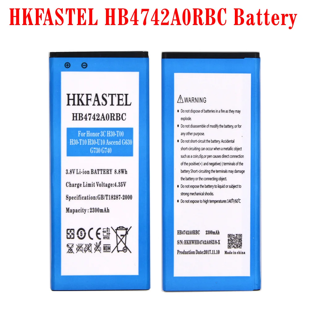 HKFASTEL Новый HB4742A0RBC HB4742AORBC мобильного телефона Батарея для huawei Honor 3C H30 T00 T10 U10 Ascend G630