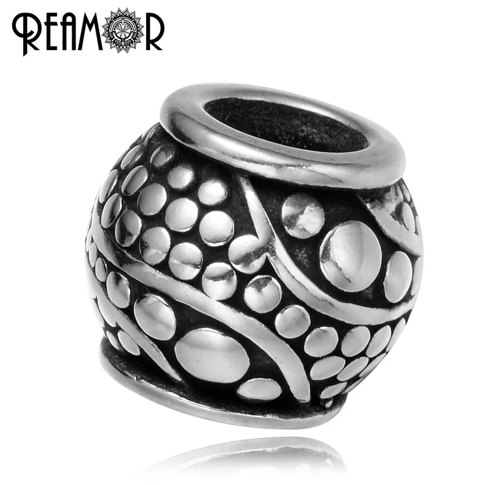 

REAMOR Pan Style старинные базовые бусины 316l из нержавеющей стали волнистые круглые блестящие Браслеты Изготовление ювелирных изделий