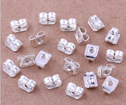 Застежки для сережек-гвоздиков из серебра 925 пробы, 10 шт., 3x4x5 мм