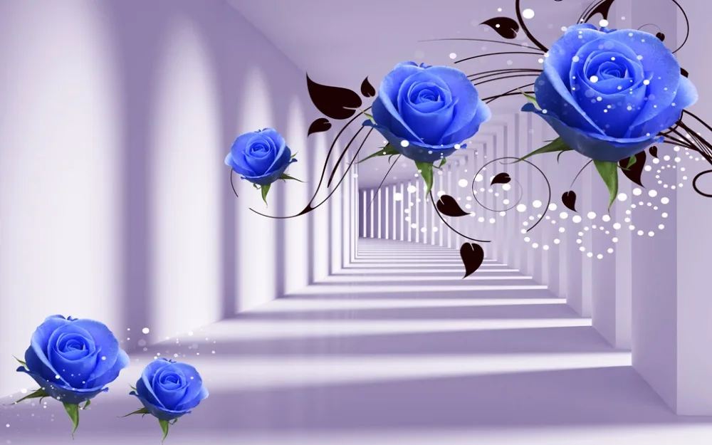 3D затемняющие шторы s занавески на окна с синей розой для гостиной креативные