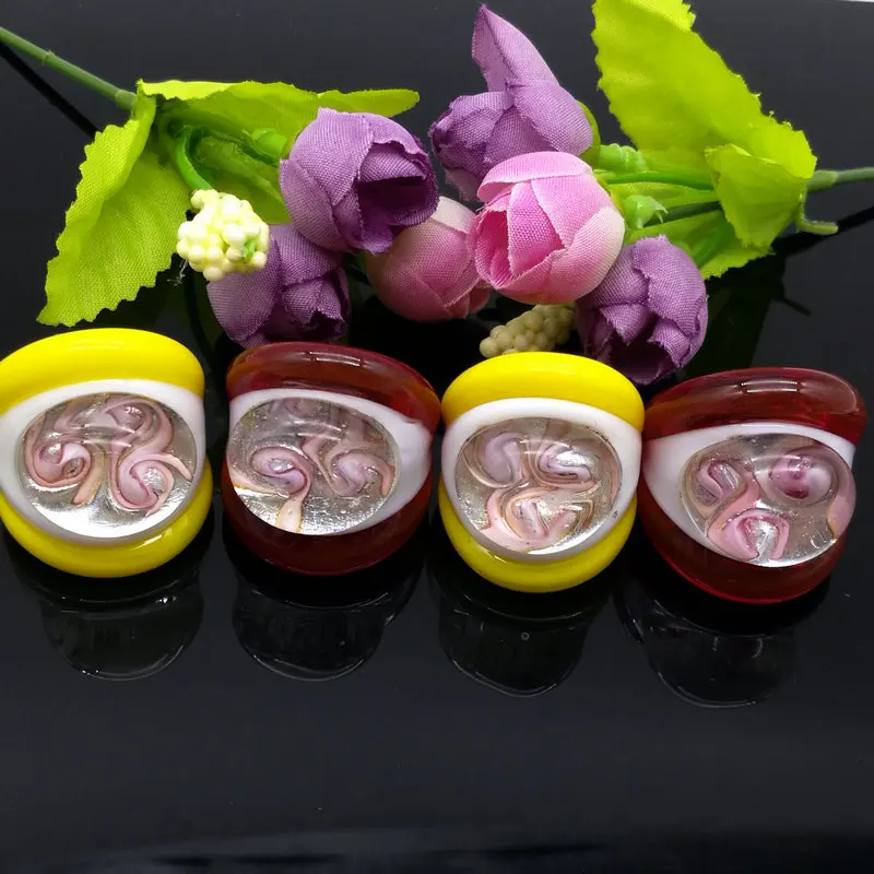 Опт 4 шт. разноцветные стеклянные кольца из муранского стекла 17 19 мм ободковые 2