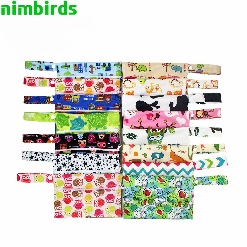 

5 PCS Washable Nursing Pads Wet Bags Nappy Bags Reusable Single Zippers Sanitary Pads Waterproof Wet Dry Wetbag Bags 14*20cm