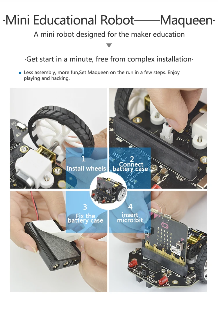 Micro: Maqueen Smart Car V4.0 версия для micro: бит графическое Программирование робот Мобильная платформа(без микро: битная плата