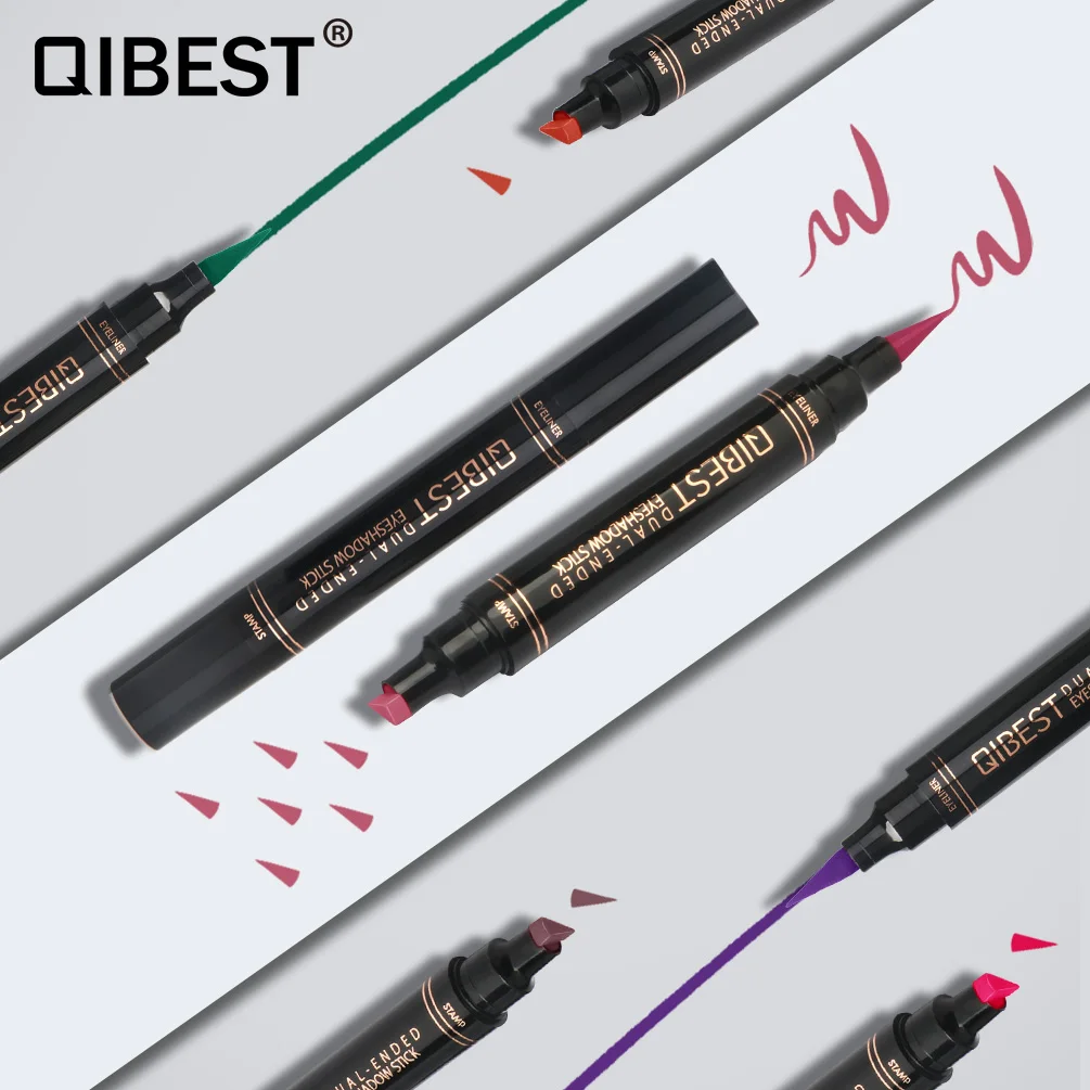 Qibest 12 цветов Профессиональная палочка для теней век макияж двухголовая жидкая