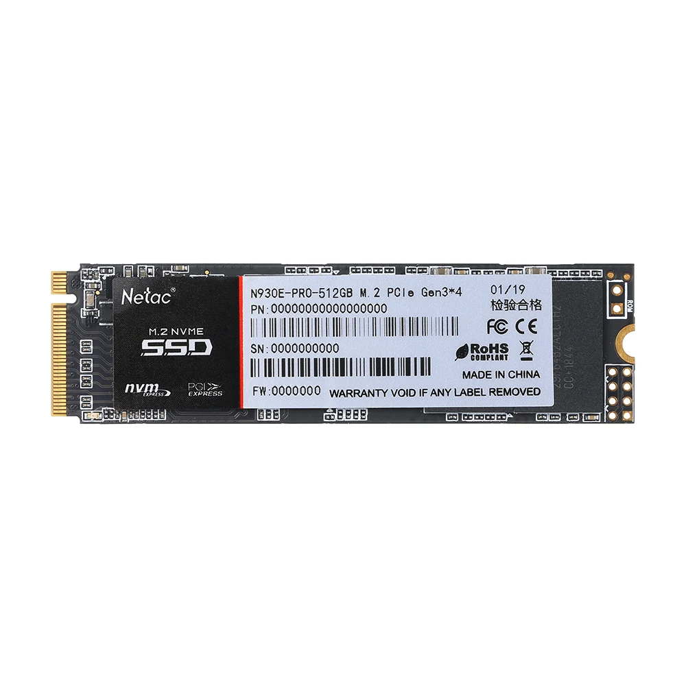 Netac N930E Pro M.2 2280 SSD 128GB 256GB 512GB NVMe PCIe Gen3* 4 3D MLC/TLC NAND Flash Внутренний твердотельный накопитель для ПК компьютера