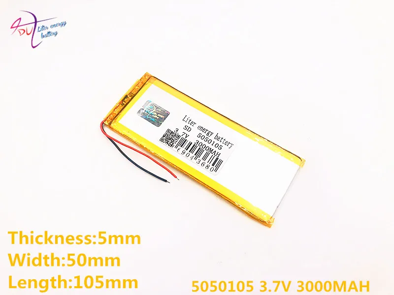 3.7V 3000mAh 5050105 0550105 Liter energy Lithium Polymer Li-Po li ion Rechargeable Battery cells For MP5 GPS mobile bluetooth |