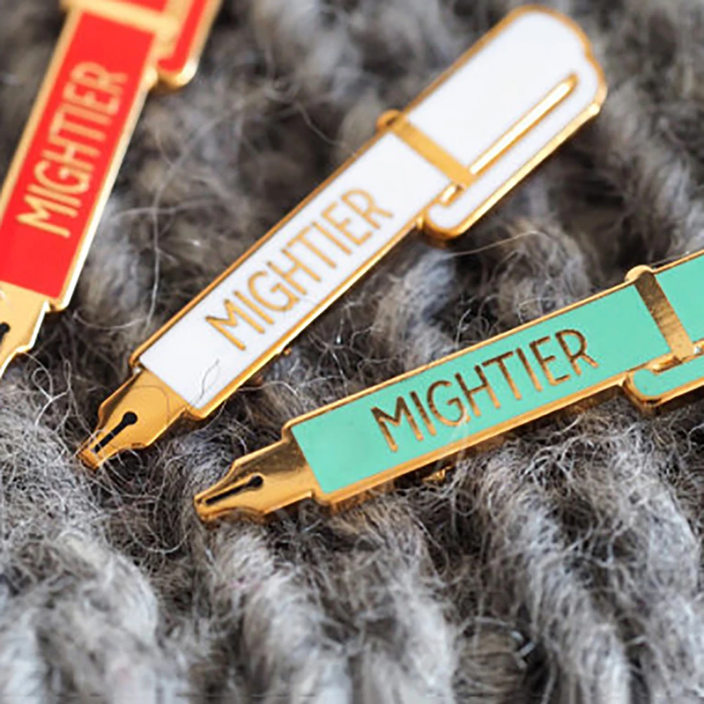 Симпатичная эмалированная Детская Брошь в виде мультяшной ручки с узором