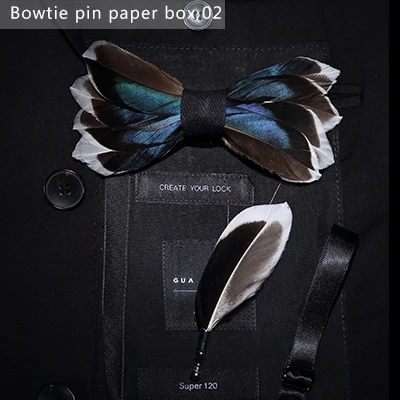 Bowtie pin paper box JEMYGINS, дизайн, мужской галстук-бабочка, натуральная птица, перо, бант, искусственная кожа, брошь для галстука-бабочки, деревянная коробка, подарок на свадьбу - Цвет: Bowtie pin paper box