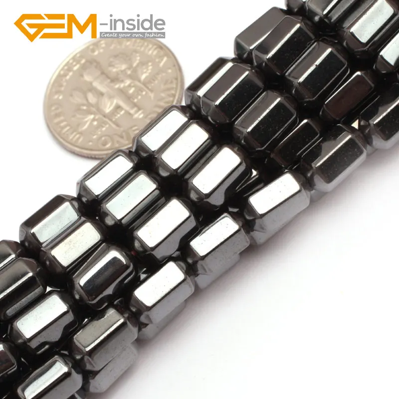 5x8mm magnetic tip Натуральная колонна трубки без магнитного черного и синего цвета с металлическим покрытием отражения гематит бусины для изготовления ювелирных изделий нить 15" - Цвет: 5x8mm magnetic tip