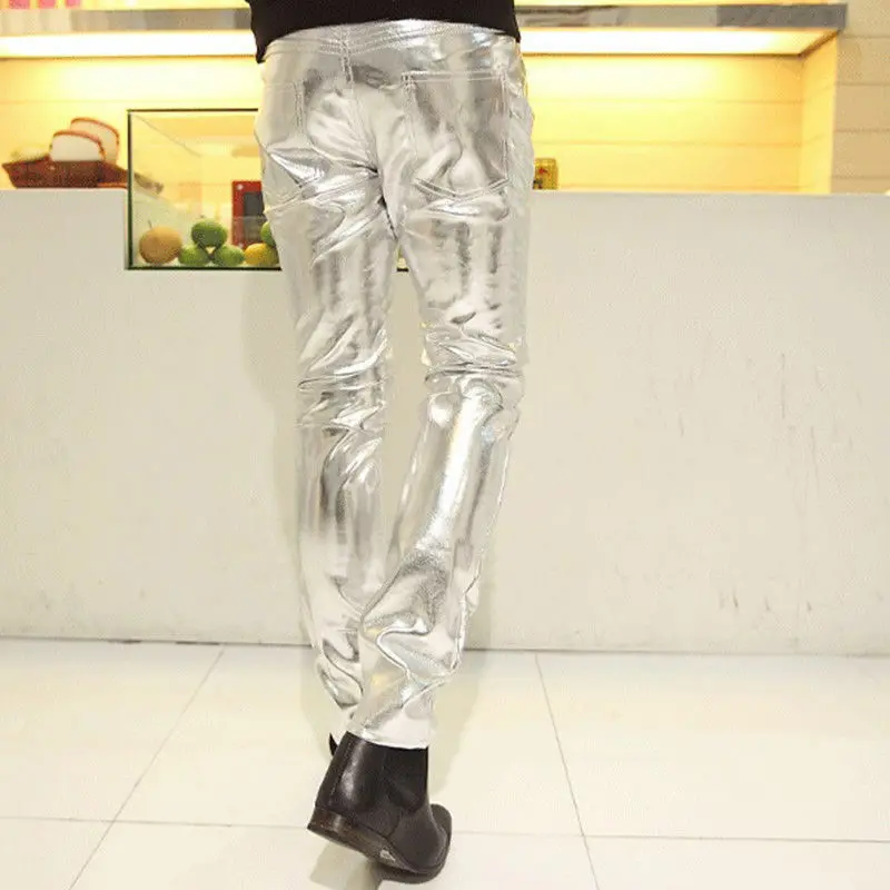 Брюки мужские из искусственной кожи Модный повседневный костюм для косплея