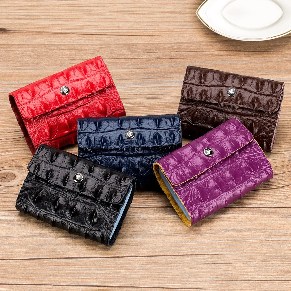 Кошелек для кредитных карт из натуральной кожи с узором крокодиловая кожа