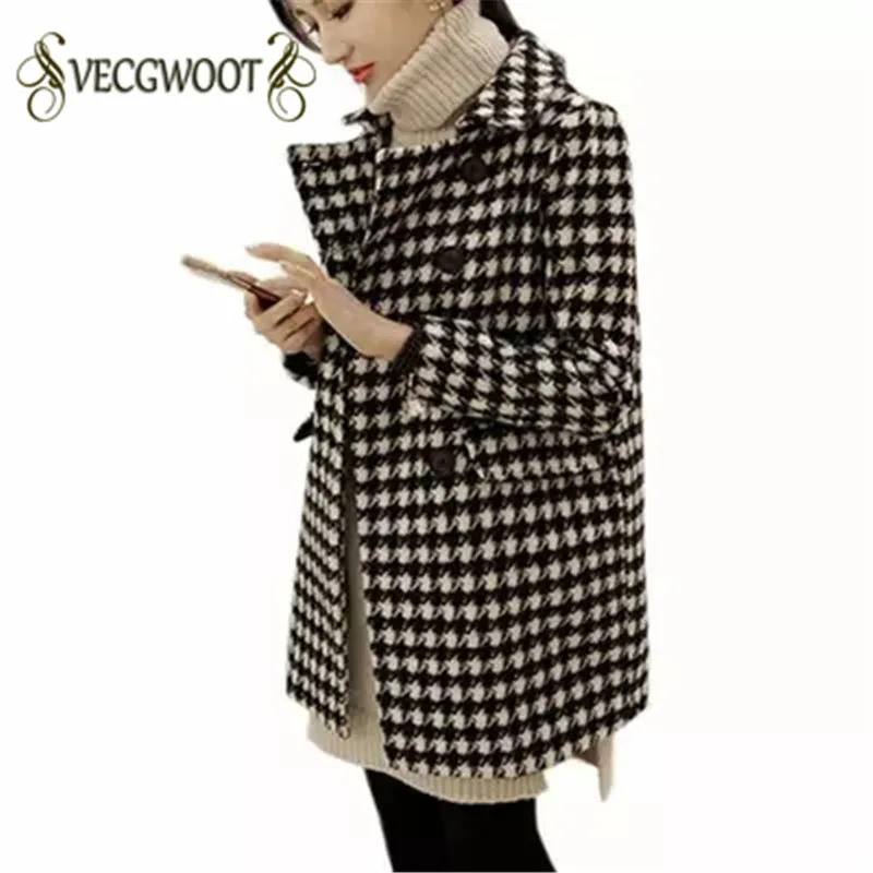 Осенняя Женская шерстяная куртка с длинными рукавами и отложным воротником 2020