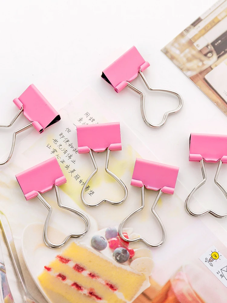 6 шт. милые кавайные розовые скрепки с сердечками для скрепок тестовые бумаги
