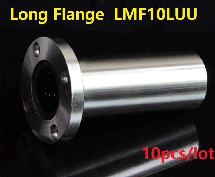 10pcs/lot LMF10LUU 10mm 10*19*55mm long type round Flange linear ball motion bearings bushing CNC 10x19x55mm