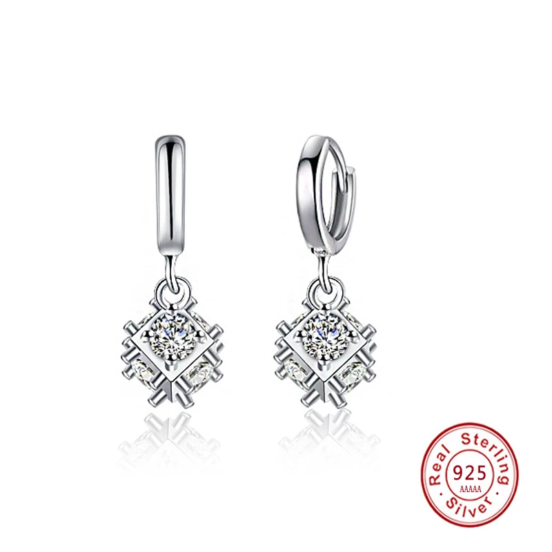Женские серьги гвоздики с фианитом серебряного цвета|fashion stud earrings|stud earringsstud earrings