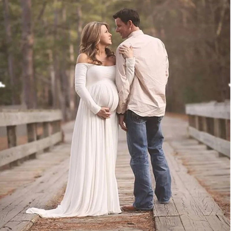 Pregnancy Dress Photography Props Dresses For Photo Shoot Maxi Gown Maternity Clothes Pregnant Women Premama Vestido | Мать и ребенок