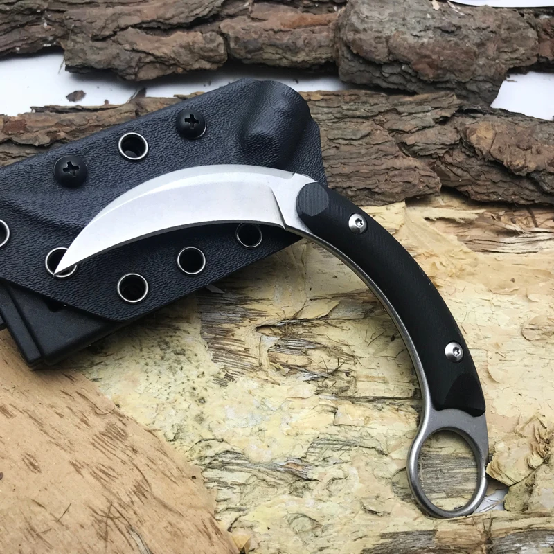 White mirror blade KKWOLF открытый коготь нож Тактический фиксированный нож битва Полный Тан кемпинг выживание защита Охота Karambit EDC инструмент G10 Ручка - Цвет: White mirror blade