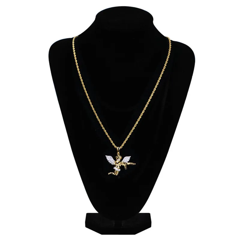 Золотая цепочка для мужчин ожерелье с подвеской в виде Ангела из циркония Новое