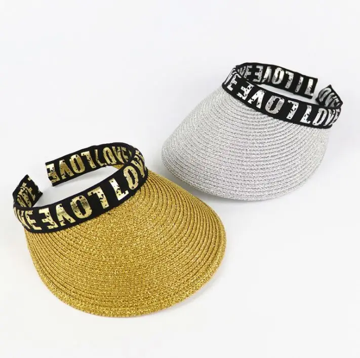 Летняя Соломенная шляпка с золотым принтом для девушек и женщин пляжная кепка
